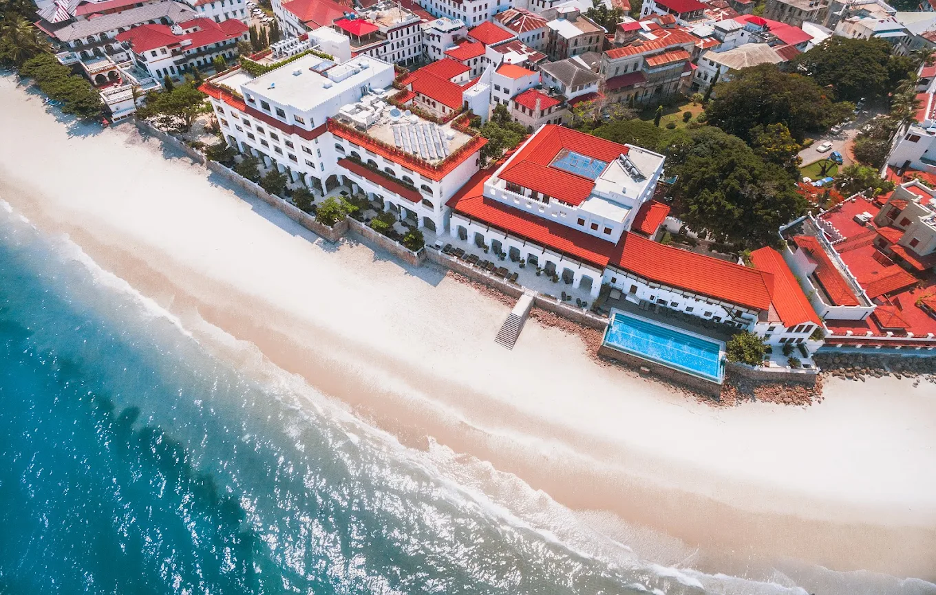 Aerial view of Zanzibar's coastline near Nungwi and Kendwa