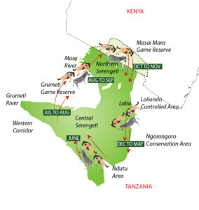 Great Migration Map Tanzania and Kenya Monthly guide